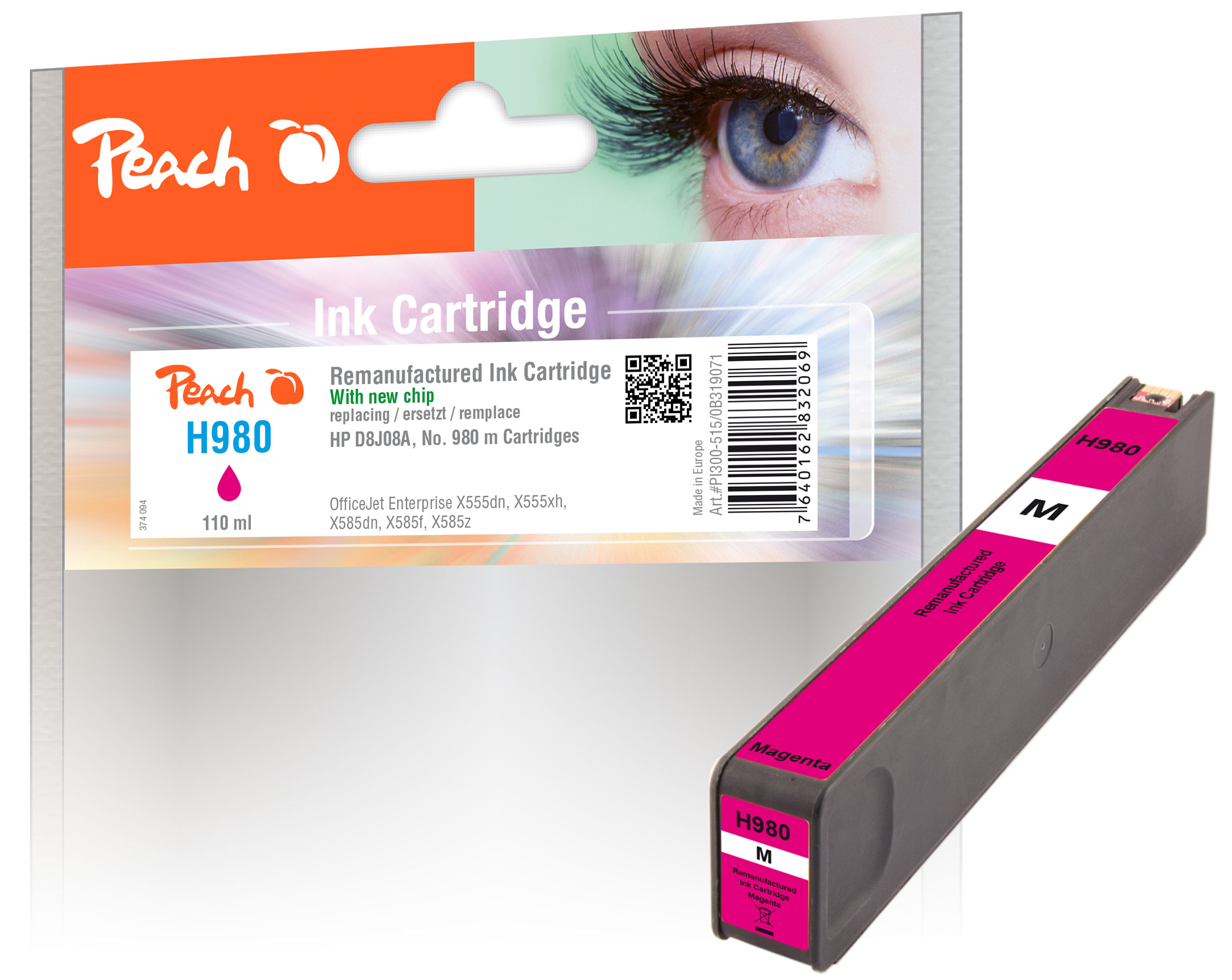 PI300-515 | Peach Ink Cartridge with chip magenta compatible with HP No 980, D8J08A, REM