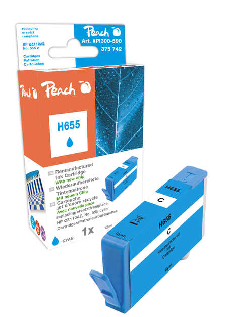 PI300-590 | Peach Inkoustová náplň HP No655 azurová (cyan), kompatibilní s CZ110AE