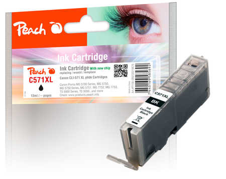 PI100-288 | Peach Canon CLI-571XL, černá, s čipem