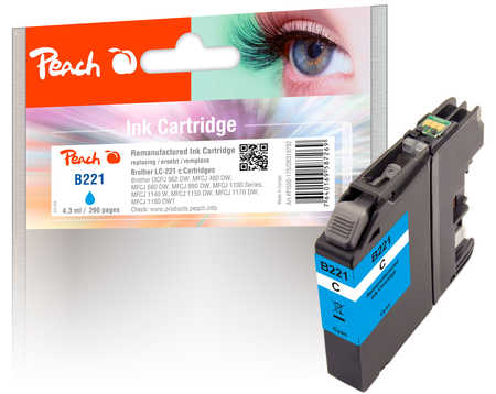 PI500-175 | Peach Inkoustová náplň, kompatibilní s Brother LC-221C - azurová