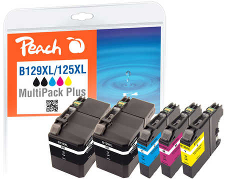 PI500-168 | Sada Peach MultiPack Plus, kompatibilní s Brother LC-129XL / LC-125XL - 2 x černá