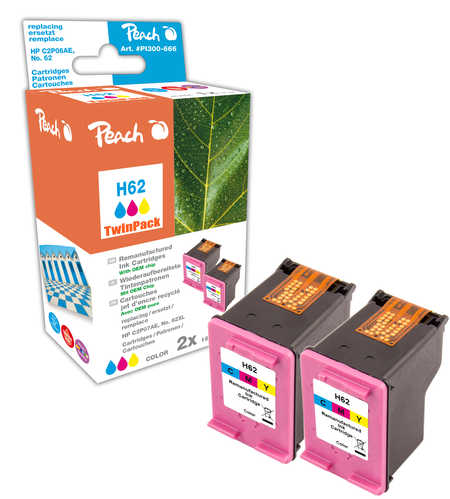 PI300-666 | Peach Sada TwinPack inkoustových náplní kompatibilních s HP č 62 - barevná (color) - 2 ks