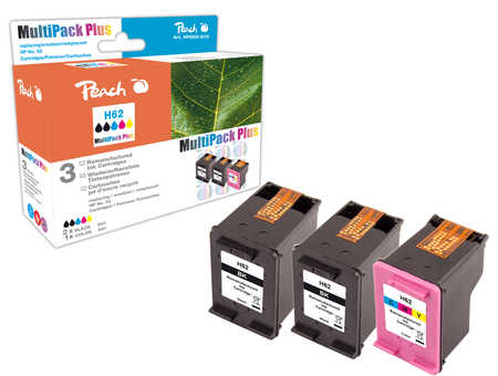 PI300-670 | Peach Sada MultiPack Plus inkoustových náplní kompatibilních s HP č 62 - 2x černá (black) + barevná (color)