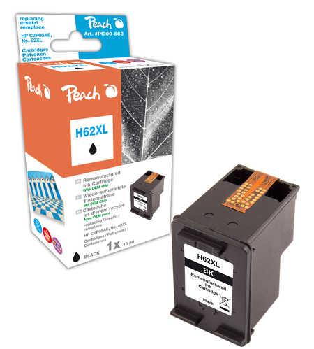 PI300-663 | Peach Inkoustová náplň kompatibilní s HP č 62 XL - černá (black)