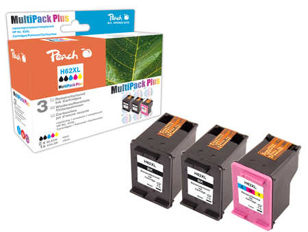PI300-672 | Peach Sada MultiPack Plus inkoustových náplní kompatibilních s HP č 62 XL - 2x černá (black) + barevná (color)
