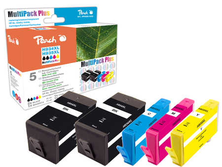 PI300-633 | Peach Sada MultiPack Plus inkoustových náplní kompatibilních s HP 934XL / 935XL - 2 x černá + barevné