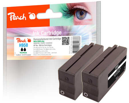 PI300-586 | Peach Sada TwinPack inkoustových náplní HP No950 černá (black), CN049AE, REM, OEM - 2 ks