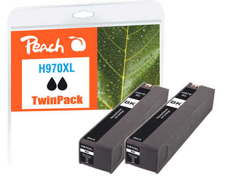 PI300-603 | Peach Sada TwinPack inkoustových náplní kompatibilních s HP CN625AE, č 970XL - černá (black), REM, OEM čip - 2 ks