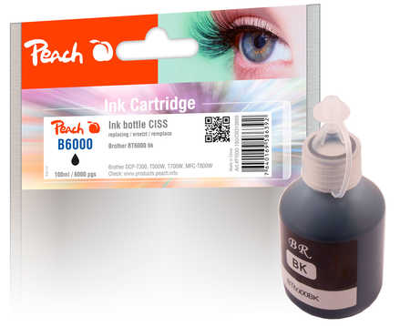 PI500-180 | Peach Lahvička s inkoustem, černá (black), pigment pro Brother CISS BT6000