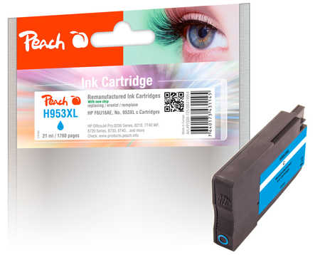 PI300-725 | Peach Inkoustová náplň kompatibilní s HP č 953XL (F6U16AE) - azurová (cyan)