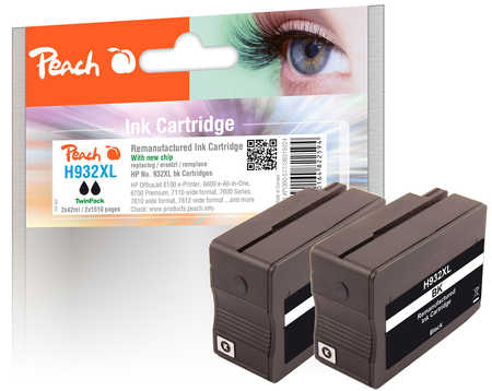 PI300-577 | Peach Sada Twinpack inkoustových náplní HP No 932XL černá (black), kompatibilních s CN053AE