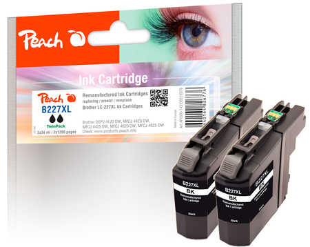 PI500-143 | Peach Sada TwinPack inkoustových náplní, kompatibilních s Brother LC-227XL - černá