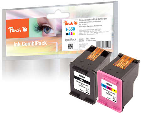PI300-445 | Peach Sada MultiPack inkoustových náplní HP 650 (CZ101AE, CZ102AE) černá + barevná