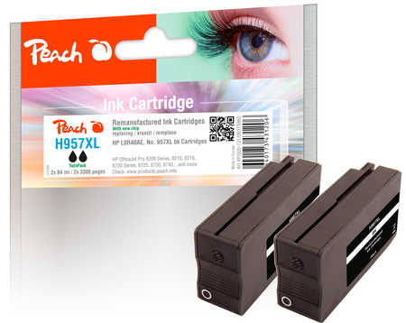 PI300-731 | Peach Sada TwinPack (2ks) HP 957XL (L0R40AE), černá, REM