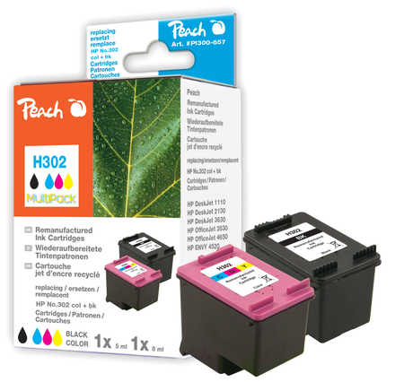 PI300-657 | Peach Sada Multi-pack inkoustových náplní, kompatibilních s HP č 302, černá + barevná