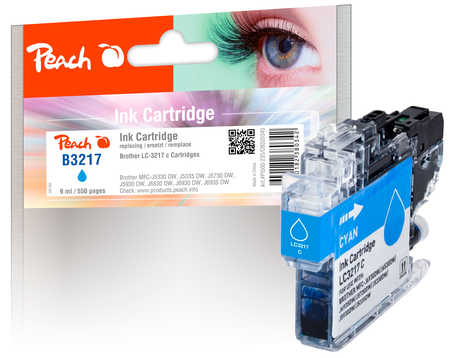 PI500-235 | Peach inkoustová náplň kompatibilní s Brother LC-3217C, azurová s čipem