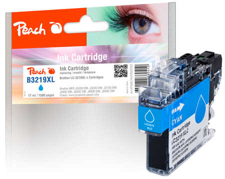 PI500-242 | Peach inkoustová náplň kompatibilní s Brother LC-3219C XL, azurová s čipem