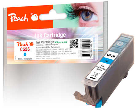 PI100-129 | Peach Canon CLI-526C, kompatibilní, azurová (modrá, cyan) - 3 ks