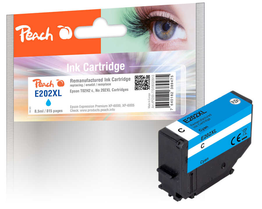 PI200-770 | Peach Inkoustová náplň, kompatibilní s Epson č 202XL - T02H2 - azurová