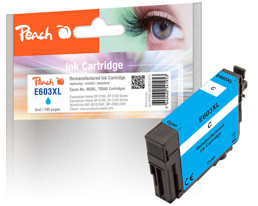 PI200-858 | Peach Inkoustová náplň, kompatibilní s Epson č 603XL - T03A2 - azurová