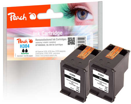 PI300-799 | Peach sada TwinPack inkoustových náplní kompatibilních s HP č 304 (N9K06AE), černá