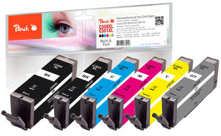 PI100-368 | Peach Multi-6-Pack, sada 6 inkoustových náplní PGI-550XL, CLI-551XL