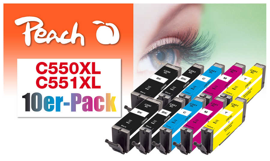 PI100-403 | Peach Multi-10-Pack, sada inkoustových náplní PGI-550XL, CLI-551XL
