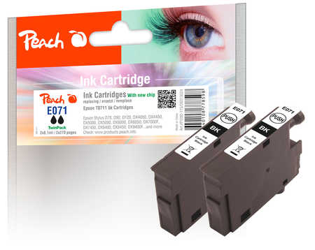 PI200-115 | twinpack sada ink náplní Peach kompatibilních s Epson T0711 - černá (black)