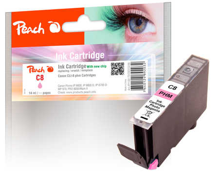 PI100-70 | Peach Canon CLI-8PM (CLI8PM, CLI 8 PM, C8PM) foto purpurová/červená (photo / light magenta)
