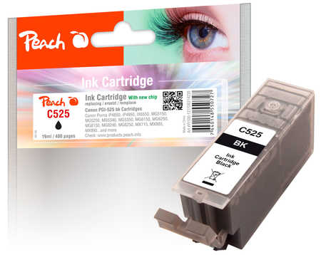 PI100-127 | Peach Canon PGI-525 bk (PGI525, PGI 525, C525) černá (black) s čipem (chip)