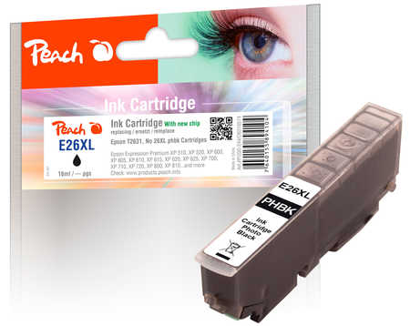 PI200-244 | Peach Inkoustová náplň Epson No26XL foto černá(photo black), kompatibilní s T2631 (T2611)