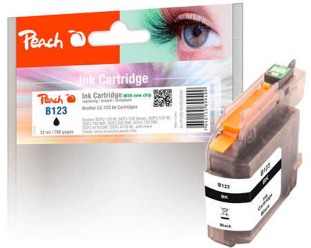 PI500-94 | Peach inkoustová náplň kompatibilní s Brother LC-123K (LC-123BK), černá s čipem