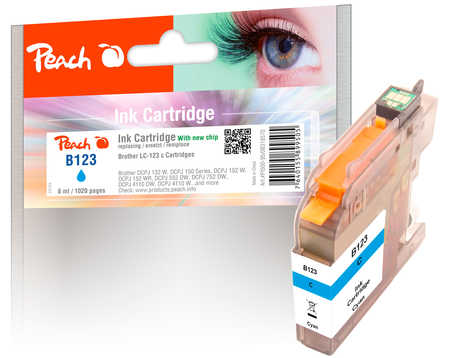 PI500-95 | Peach inkoustová náplň kompatibilní s Brother LC-123C, azurová s čipem