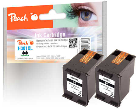 PI300-485 | Peach Sada Twinpack HP 301 XL, CH563EE - inkoustová náplň černá (black), REM, OEM - 2 ks
